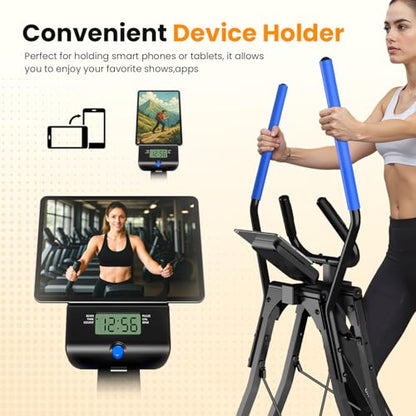 OWLSKY Air Walk Elliptical Exercise Machine for Home Gym – Full-Body Cardio Cross Trainer Glide Exercise with LCD Monitor, Device Holder, Low-Impact Workout, Full Body Fitness Equipment 400LBS