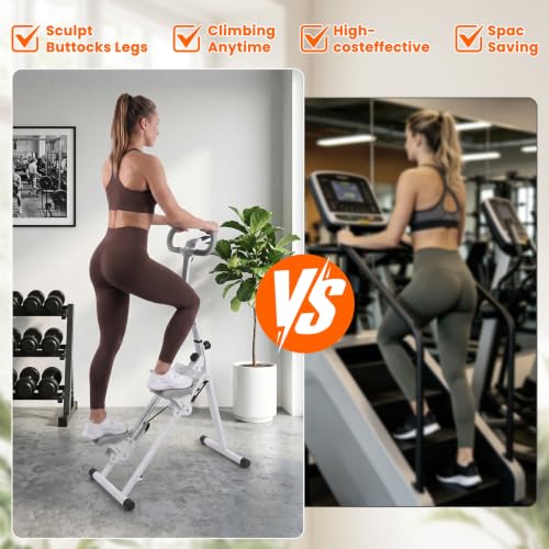 Stair Stepper for Home Gym Exercise, Vertical Climber Exercise Machine for Full Body Workout, Compact Folding Cardio E xercise Climber with Adjustable Handlebar