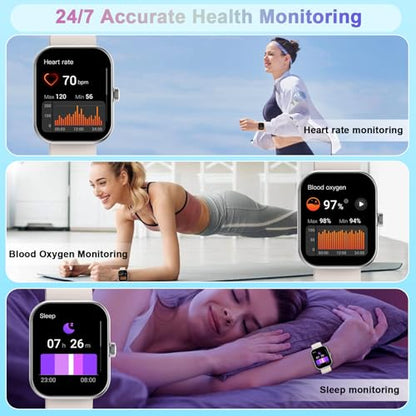 Smart Watch for Men Women Answer/Make Call, 1.96" Fitness Watch with 112+ Sport Mode, IP68 Waterproof Fitness Tracker with Pedometer/Calories/Sleep/Heart Rate Monitor, Smartwatch for Android iOS,White