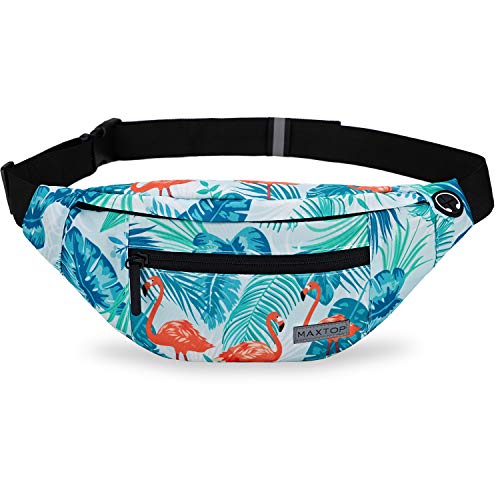Large Fanny Pack Belt Bag with Adjustable Straps Waist Pack for Men Women - color: Flamingo Green