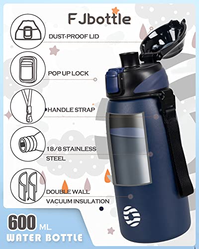 Fjbottle Insulated Water Bottle,20 oz Stainless Steel Wide Mouth Sports Water Bottle Double Wall Vacuum Leak Proof BPA Free Drinks Flask Keep Hot Or Cold Thermo Mug For university,Outdoor,Travel,Gym - color: Blue, size: 20 Ounces