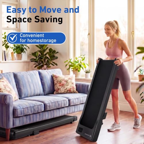 DeerRun Under Desk Walking Pad Treadmill for Home Office & Small Spaces, 6% Manual Incline, 0.6–3.8 MPH Walking Speed, 2.5 HP, 300 lb Capacity, App & Remote Control - color: Jet Black