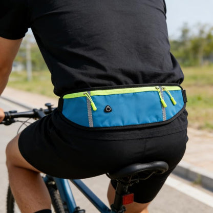 Sports Waist Pack with Water Bottle Holder – Reflective Running Belt with Multi Pocket Storage for Cycling and Exercise (Blue) - color: Blue