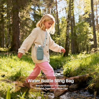 SYTRAH Water Bottle Carrier Bag with Strap, Insulated Corssbody Purse - color: Antique Green