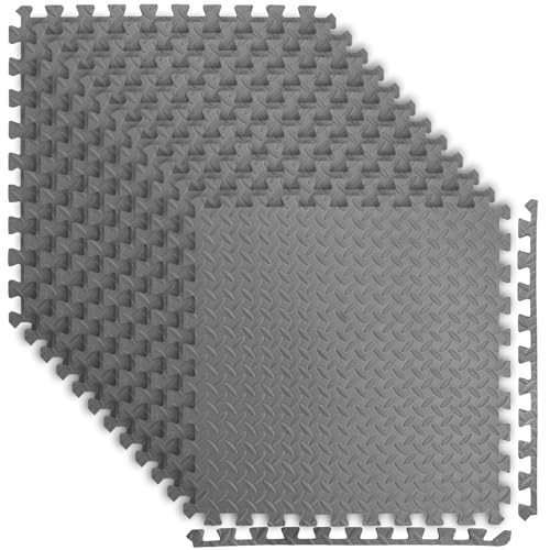 Art3d 48 Sq.Ft Eva Puzzle Exercise Mats, 1/2" Thick Foam Interlocking Tiles for Flooring, Workout, Gym Equipments, Pack of 12, Grey - color: Grey, size: 48 Sq.ft