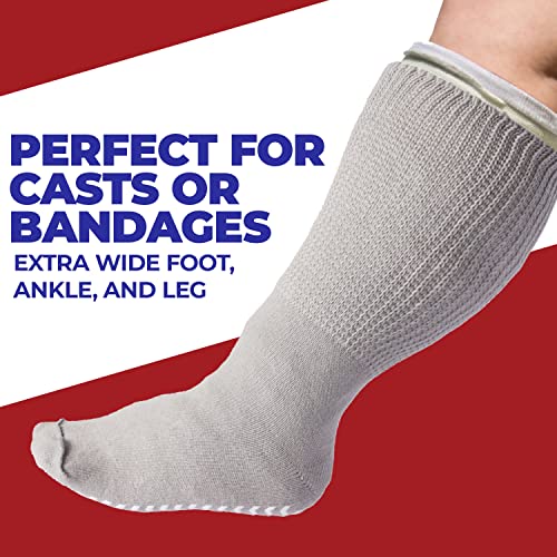 3 Pairs Extra Wide Socks for Swollen Feet - Non Slip Diabetic Socks for Men, Hospital Use - color: Gray