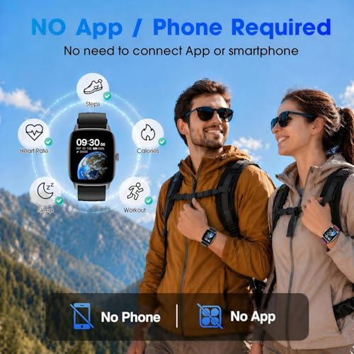 Pedometer Watch Senior Friendly No App No Phone Required, Activity Tracker - color: Black