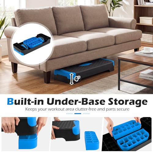 Goplus 3-in-1 Aerobic Step Platform, 600 LBS Adjustable Exercise Stepper - color: Blue