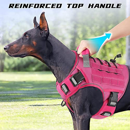 WINGOIN Pink Tactical Dog Harness for Small Dogs,No Pull Dog Harness - color: Pink, size: Small: 15-30 lbs (Chest:20-26",Neck:15-18")
