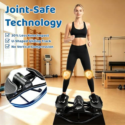 U-Rock Mini Stepper with Resistance Bands, 3D Swing Stair Stepper with Digital Monitor, Upgraded Quiet Anti Slip Pad for Full-Body Workout, Home & Office Fitness Equipment for All Ages