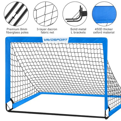 VAVOSPORT Kids Soccer Goals for Backyard Set of 2,Soccer Training Equipment - color: 4-Blue, style: 5 ft x 3.6 ft