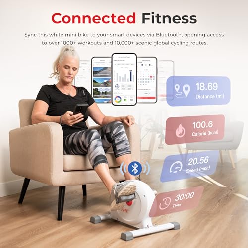 Sunny Health & Fitness Smart Mini Cycle, Under Desk Pedal Arm/Leg Exerciser - color: White