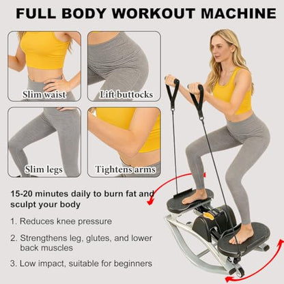 U-Shaped Rock Stepper Machine for Home Workout,Side-to-Side Lateral Rocking Fitness Stepper with Digital Monitor/Resistance Bands,Low-Impact Compact Side Stepper for Full Body Fitness