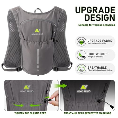 N NEVO RHINO Running Vest with 1.5L Water Bladder, Hydration Vest Pack - color: Dark Gray