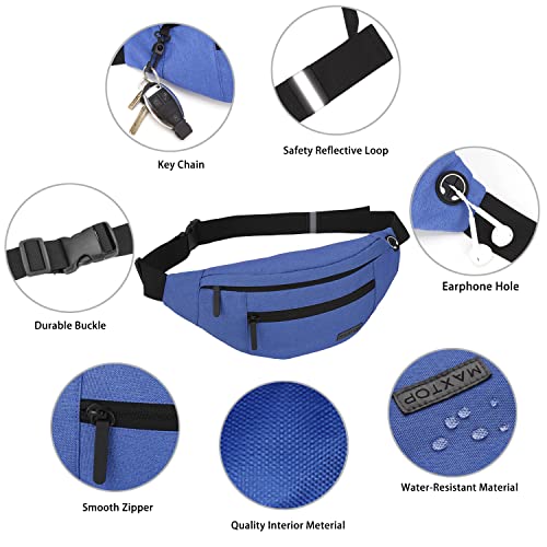 Large Blue Crossbody Fanny Pack for Women Men,Idea Gift for Travel Running - color: Blue