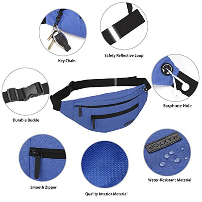 Large Blue Crossbody Fanny Pack for Women Men,Idea Gift for Travel Running - color: Blue