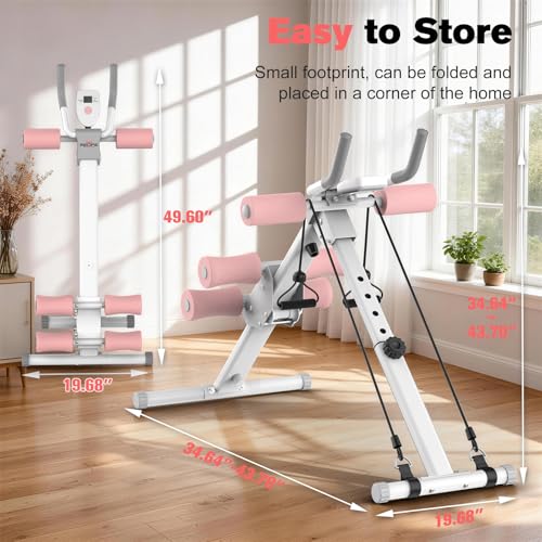 RELIFE REBUILD YOUR LIFE AB Workout Machine Adjustable Ab Trainer Machine - color: Pink