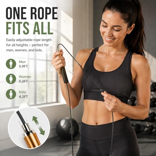 Jump Rope, Adjustable Jump Ropes,Skipping Rope Tangle-Free Rapid Speed,Silicone Handlesfor Women Men Kids,Exercise & Slim Body Jumprope at Home School Gym