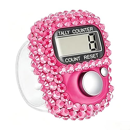 Electronic Finger Tally Counter Clicker Counter,Convenient Portable Digital Display Tally Counter,Resettable Mini Lap Counter for Golf Goods Counting Accessories,Track and Field Lap Counters - color: Pink