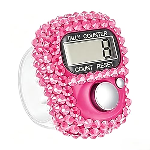 Electronic Finger Tally Counter Clicker Counter,Convenient Portable Digital Display Tally Counter,Resettable Mini Lap Counter for Golf Goods Counting Accessories,Track and Field Lap Counters - color: Pink