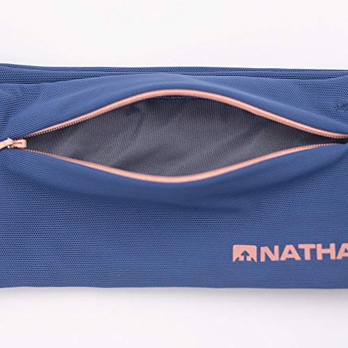 Nathan Zipster Running Belt for Men and Women, Bounce Free Waist Pack, Running Fanny Pack Women, Pockets with Zippers, Fits All iPhones - color: Navy, size: XX-Small