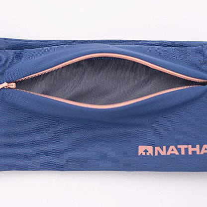 Nathan Zipster Running Belt for Men and Women, Bounce Free Waist Pack, Running Fanny Pack Women, Pockets with Zippers, Fits All iPhones - color: Navy, size: XX-Small