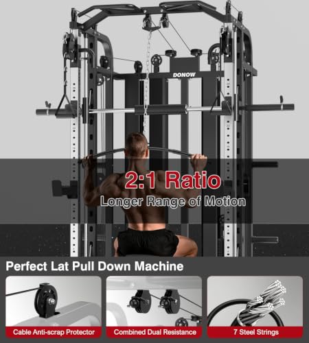 DONOW Smith Machine with Weight Stacks Home Gym System Cable Crossover - color: Premium Steel Weight