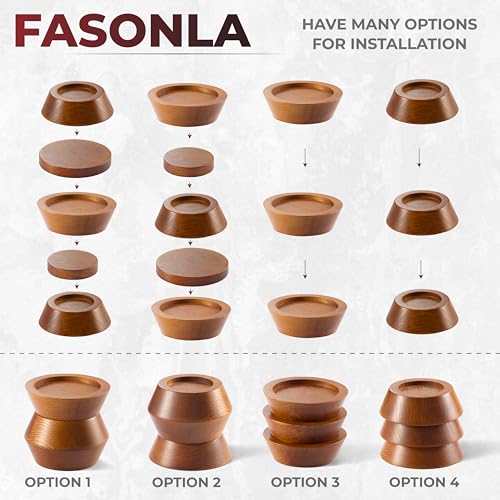 Bed Risers, Furniture Risers (Set of 8-Height 1") Can be Adjusted to 2'' 3''or 4'', Lifts Furniture Risers, Solid Natural Wood Risers, Non-Slip Recessed Hole (Light Brown Color) - color: Light Brown Color