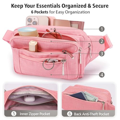 Packism Fanny Packs for Women Men - Crossbody Waist Bag for Travel - color: A07 Pink