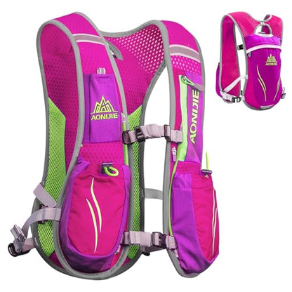 TRIWONDER Running Vest Hydration Pack Backpack for Men & Women, Lightweight Trail Marathon Run Race Vest for Cycling Jogging - color: 02 Rose Red - Only Vest