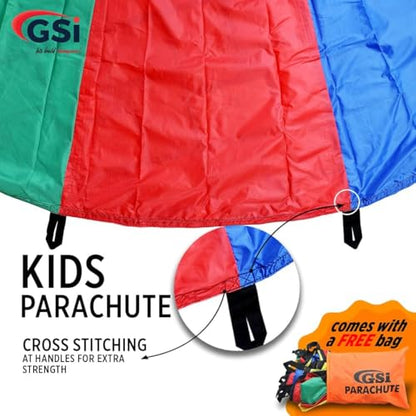 GSi Kids Rainbow Parachute 6 ft to 35 ft for School & Gym Class - size: 12 Feet