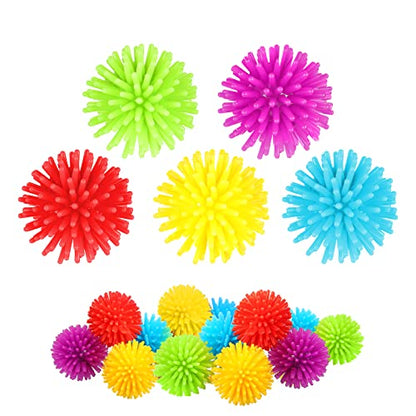 HyDren 25 Pack Mini Spiky Porcupine Sensory Balls, Multicolor, 1.18 in