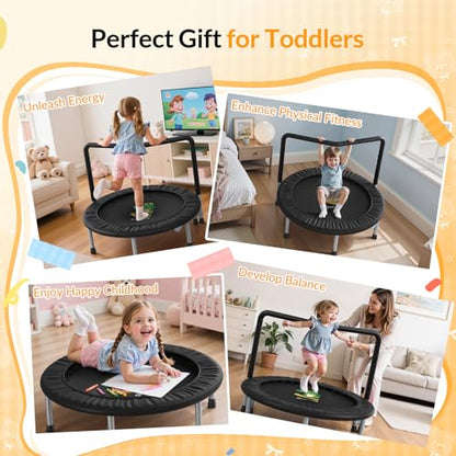 BCAN SP1 36'' Kids Toddler Trampoline Indoor, Foam Handle | FED Fitness - color: Black