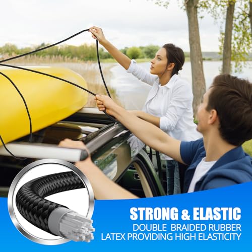 36" Adjustable Bungee Cords with Hooks, Heavy Duty Outdoor 6 Pack Black, Length-Adjustable Design (7"-36"), UV-Resistant Elastic Straps for Cargo, Camping, Tents, Bikes, Luggage, etc - size: 36 inches, style: Adjustable