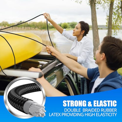 36" Adjustable Bungee Cords with Hooks, Heavy Duty Outdoor 6 Pack Black, Length-Adjustable Design (7"-36"), UV-Resistant Elastic Straps for Cargo, Camping, Tents, Bikes, Luggage, etc - size: 36 inches, style: Adjustable