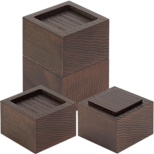 FASONLA Bed Risers (Set of 4) - Oak Solid Wood Furniture Risers Lifts Height 2" with Non-Slip Recessed Hole (4pcs-2" Hight-Walnut Color) - color: 4pcs-2" Hight-walnut Color