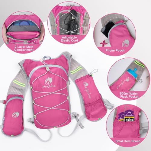 Ouplea Small Running Hydration Backpack Hydro Vest with 2L Water Bladder - color: Pink
