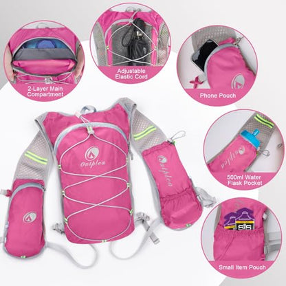 Ouplea Small Running Hydration Backpack Hydro Vest with 2L Water Bladder - color: Pink