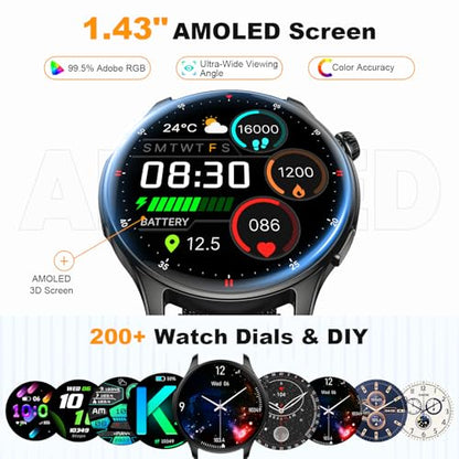 Smart Watch for Men Women Fitness: Make Answer Call Running Digital Mens Watches Waterproof Smartwatch Android Phone iPhone Samsung Compatible Step Pedometer Tracker Heart Rate Sleep SpO2 Monitor - color: Black