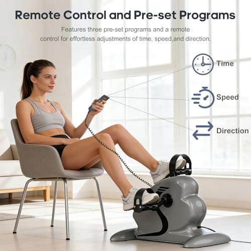 Electric Pedal Exerciser for Seniors with Remote Control - color: Gray