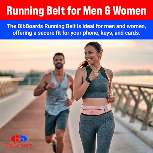 BibBoards Running Belt for Phone, Pink, 38-48 in - color: Pink, style: 38 Inch