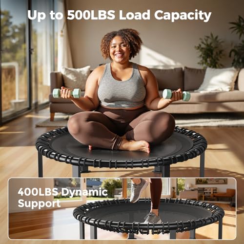 BCAN BT4 Soft Land Pro Adult Bungee Rebounder Trampoline Handle|FED Fitness - color: 40IN-Black