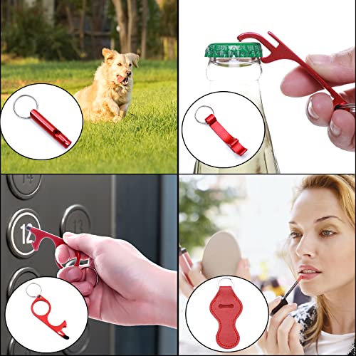 Safety Keychain Full Set for Women, Safety Keychain Set with Personal Alarm, 9 Pcs Protective Accessories for Women - color: Red