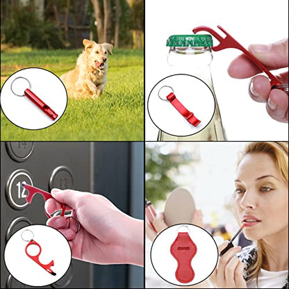 Safety Keychain Full Set for Women, Safety Keychain Set with Personal Alarm, 9 Pcs Protective Accessories for Women - color: Red