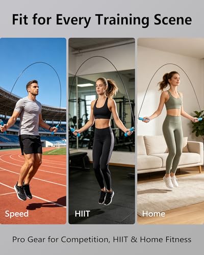 YUEDONG Speed Jump Rope, Finger Groove Grip, Dual Cable, Double Unders