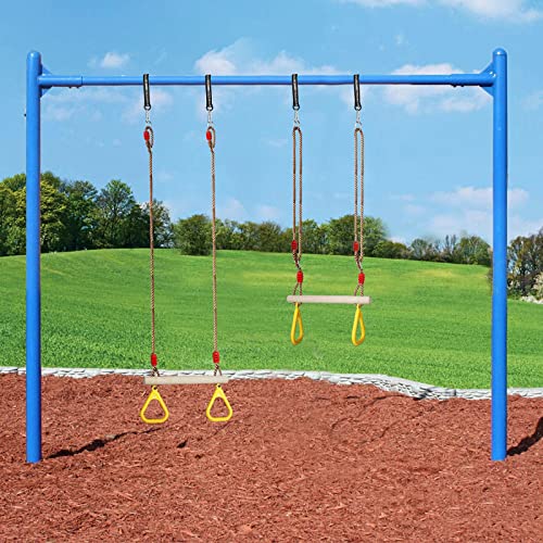 Trapeze Swing Bar with Rings, Wooden Trapeze Swing Bar for Indoor/Outdoor - color: Yellow