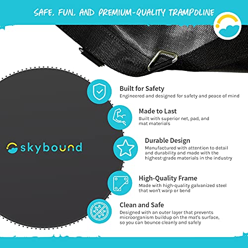 SkyBound Replacement Trampoline Mat, Fits 12ft Frames w/Spring Tool and Durable V-Rings, Bounce Safely with Extra Rows of Stitching