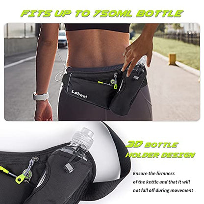 Labeol Waist Pack, Waterproof Hydration Belt with Water Bottle Holder, Adjustable Fanny Pack for Running, Hiking, Walking, Cycling, Black - color: Black