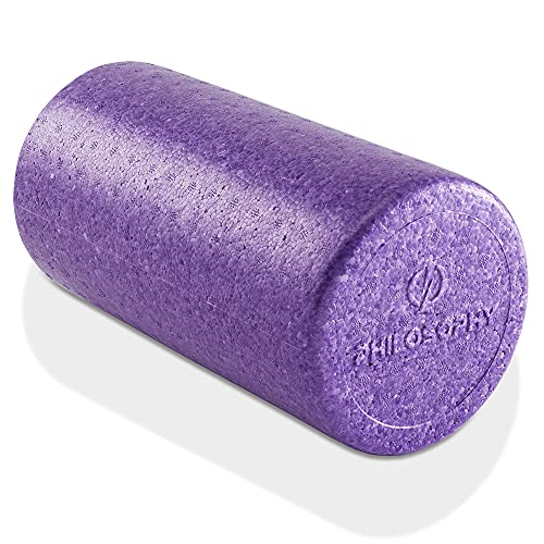 Philosophy Gym 12" High-Density Foam Roller for Exercise, Massage, Muscle Recovery - Round, Purple - color: Purple, size: 12 Inch