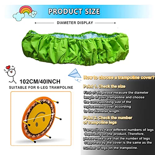 Trampoline Spring Cover 40 Inch Replacement Safety Pad for Mini Trampoline 3 Layer Protect Tear-Resistant Oxford Cloth Easy to Install Replacement for Home, Gym - color: Green